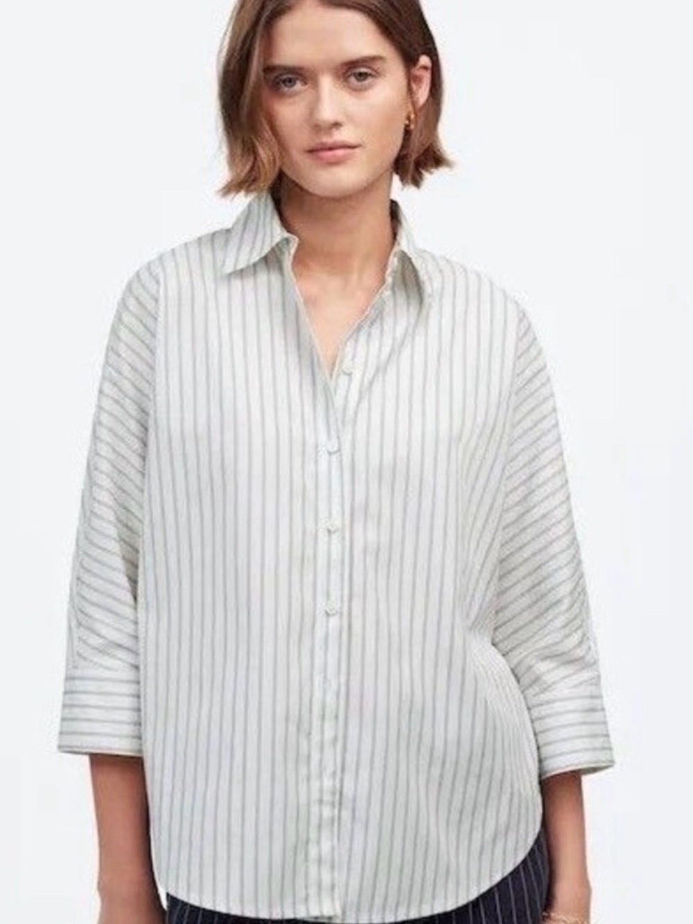 Madewell White Stripe Button-Down Shirt